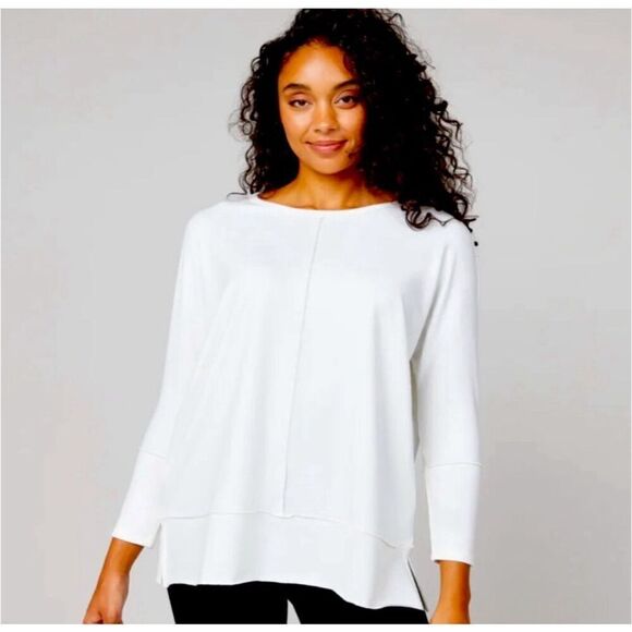 SPANX Women's Perfect Length Top Dolman 3/4 Sleeve Sweatshirt Powder Size  XSmal - Picture 2 of 9